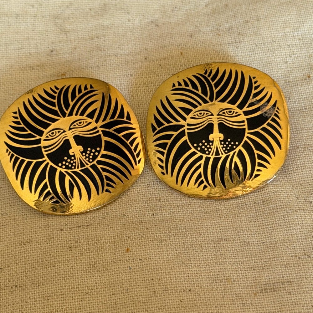 Laurel Burch Gold and Black Earrings